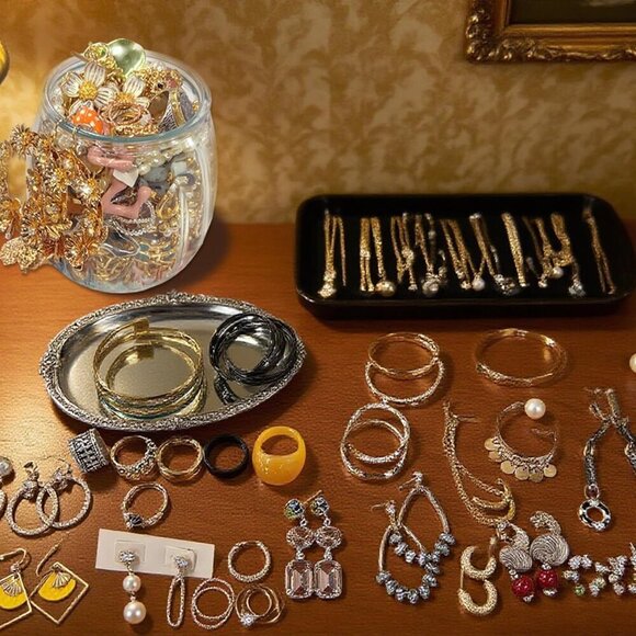 Jewelry Mystery Jar Silver Titanium Amethyst 50+ Eclectic Accessories - Picture 3 of 7